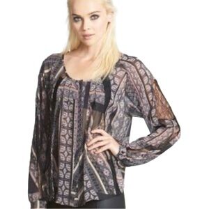 ASTR‎ Sheer Patterned Boho Top